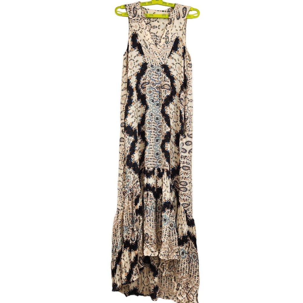 Revolve Gypsy 05 Size Small 97% Silk 3% Span Maxi Dress Flowy Hippie Boho Hi/low